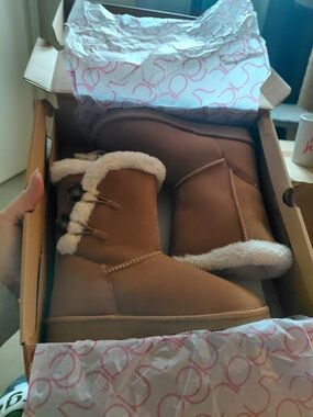 Sugar Sgr-Marty Booties - Cognac and White Trim